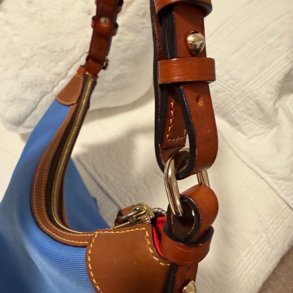 Dooney and Bourke Erica Vibrant Blue Nylon/leather Shoulder Bag 12x9 EUC - Picture 10 of 13